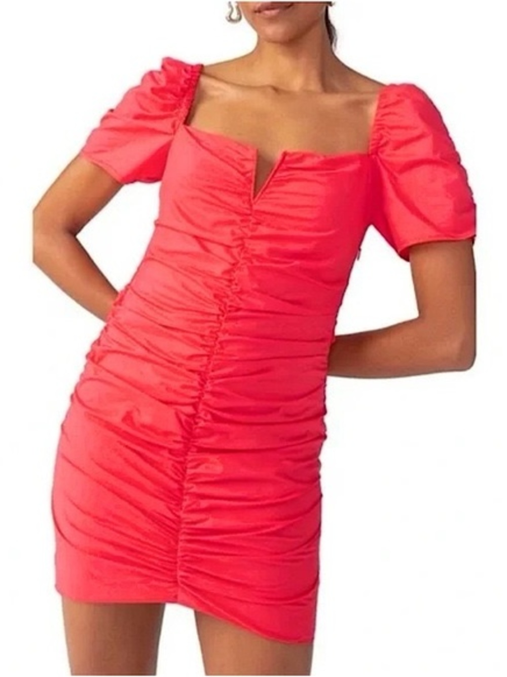 NWT Sanctuary Split Square Neck Puff Sleeve Mini Dress